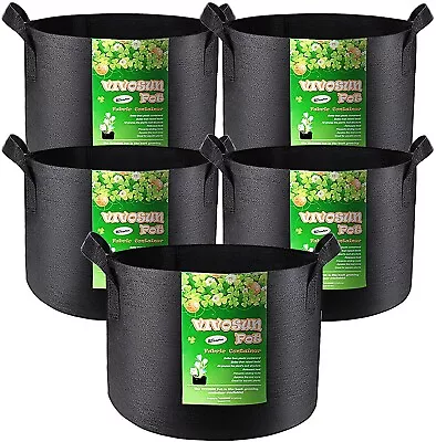 5-Pack 5 Gallon Grow Bags Heavy Duty Nonwoven Fabric Pots W/ Handles • $20.51