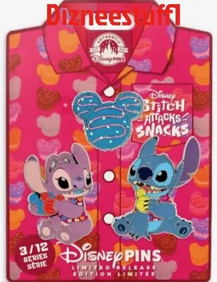 2024 Disney Parks Stitch Attacks Snacks Macaron March Pin Set LR 3/12 Sealed • $29.59