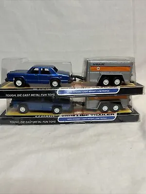 2 Vintage Tootsietoy Sedan Car & U-Haul Trim Line Trailer With Original Box Lot • $45