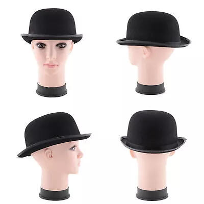 2Pcs Wool Men's Black Bowler Hat Gentleman Gentleman Hat Fedora Classic Casual • $12.15