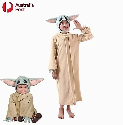 Baby Yoda Costume Kids Star Wars The Mandalorian Cosplay Child Book Week Robe AU • £13.56
