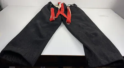 VINTAGE WOOLRICH  WOOL HUNTING PANTS MALONE BLACK&GRAY SUSPENDERS TROUSERS 32x25 • $85