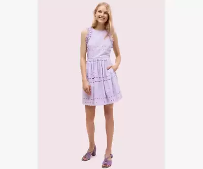 $278 NWT Brand New Kate Spade Eyelet Mini Flare Dress Lilac Sleeveless Dress 6 S • $79