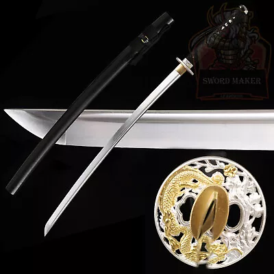 Dragon Tsuba Katana 9260 Spring Steel Japanese Samurai Sword Full Tang Sharp • $86.66