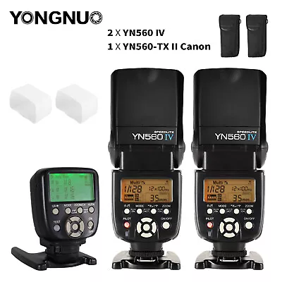 2x Yongnuo YN560 IV Speedlite + YN560-TX II Wireless Flash Controller For Canon • $283.99