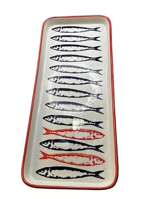 Large Blue Red&White Rectangular Porcelain Fish Platter Portugal Gifts Portugal • $29.75