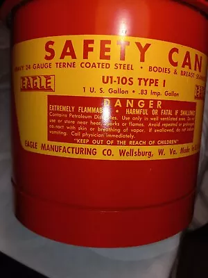 Vintage Eagle U1-10S Type USA 1 Gallon 24 Gauge Coated Steel Safety Gas Can • $40