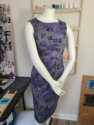 Stunning Oasis Dress Size 8 EUR 34 Grey & Purple Floral Wiggle Pencil Shift • £19.30