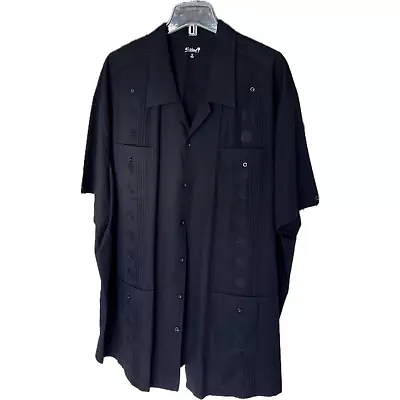 Guayabera Shirt 4XL Mexican Wedding Shirt Black (1/3) • $30