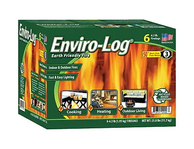 Enviro-Log Indoor And Outdoor Fire Wood 4.3 Lb Firelogs 25.8 Lbs 6 Count • $17.97