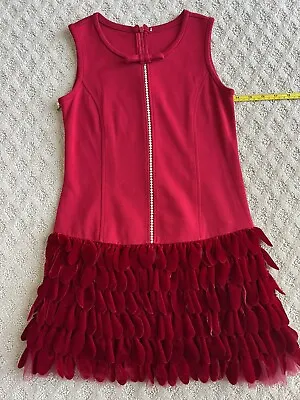 Monnalisa Girl's Drop Waist Party Dress In Red Size 10 + Info In Description • $39.99