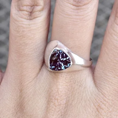 925 Sterling Silver Alexandrite Gemstone Handmade Bohemian Promise Ring For Men • $38.60