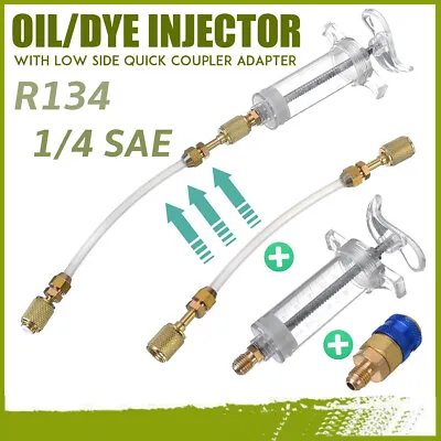 A/C Oil Dye Injector With R-134a Snap Quick Coupler 1/4  SAE Injection Hand Tool • $26.39
