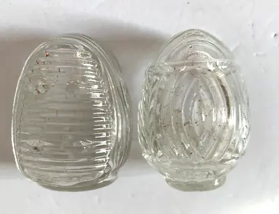 Vintage Crystal Clear Glass Bird Cage Feeder Water Cups (Pair) Made In USA • $15