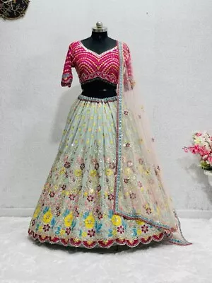 Bridal Wear Heavy Faux Georgette Designer Indian Style Lehenga Choli And Dupatta • $87.30