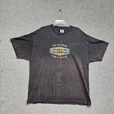 VINTAGE Vietnam Veterans Men T-Shirt XL Black Acid Wash Time To Honor Y2K Tee • $17.42