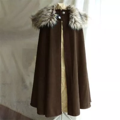 Mens Womens Cape Cloak Coat Woolen Loose Vintage Warm Long Maxi Cloak Overcoat • $56.31