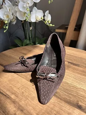 Vintage Prada Made In Italy Brown Suede Pointed Toe Pumps Shoes UK 2.5 EU 35.5 • £34