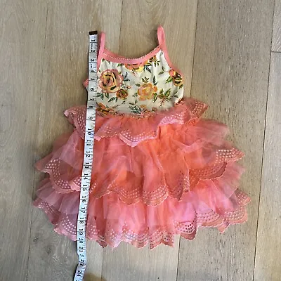 Matilda Jane Dress Musical Chairs Tulle Size 4 (2) Pink Coral Floral See Notes • $22