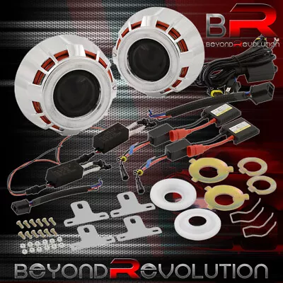 2.5  H1 Bi-Xenon HID Projector Headlight Retrofit Dual Round LED DRL Halo Rings • $56.99