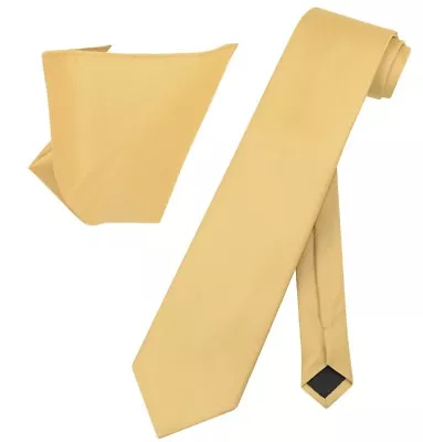 Vesuvio Napoli Solid EXTRA LONG Color NeckTie Handkerchief Men's XL Neck Tie Set • $9.95