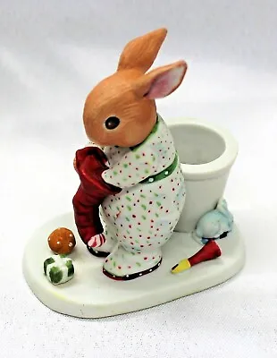 Vtg 1986 Susan Labelle Porcelain Bunny Rabbit Tea Light Candle Holder Figurine • $15.99
