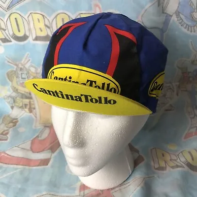 Vintage Cantina Tollo Cycling Hat Cap Bike Blue Yellow Rare • $24.99