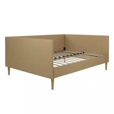 DHP Franklin Mid Century Upholstered Daybed Full Size In Tan Linen • $364.04