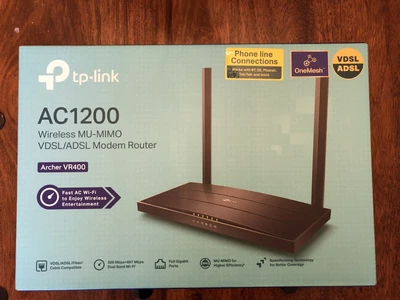 £35 • Buy TP-Link AC1200 Archer VR400 Wireless MU-MIMO VDSL/ADSL Modem Router