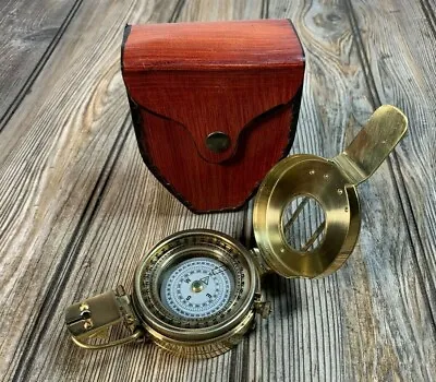 Vintage Polished Brass WWII Military Pocket Compass Gift • $49.95