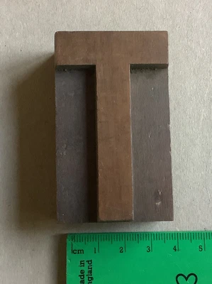 £4 • Buy Vintage Printers Block Letterpress Type Wooden Printing Letter T