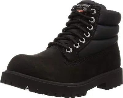 Skechers Men's Black Sergeants Verno Leather Lace Up Ankle Boots 65838 Size 9.5 • $58