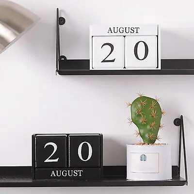 £17.99 • Buy Wooden Block Perpetual Desk Calendar Home Office Desktop DIY Chic Decor Cube