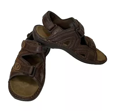 Merrell Men’s Sandals Mancini Brown Leather Scrappy Hook & Loop Size 10 M • $17