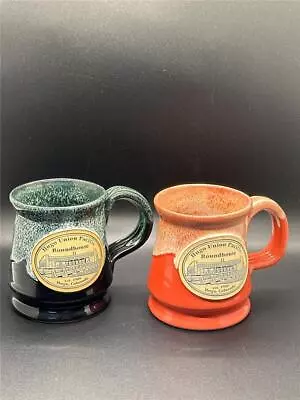 Hugo Union Pacific Roundhouse Rail Set Of 2 Deneen Pottery Mugs • $29.99