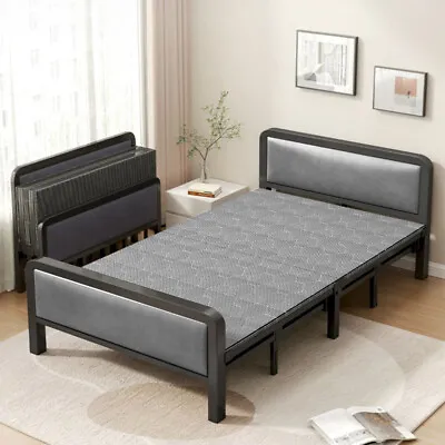 193CM Folding Single Guest Bed Padded Foam Fold Up Metal Framed Sleeper Home • £125.95