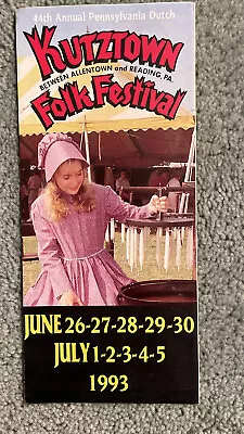 Kutztown Folk Festival 1993 Brochure Pennsylvania Dutch • $5