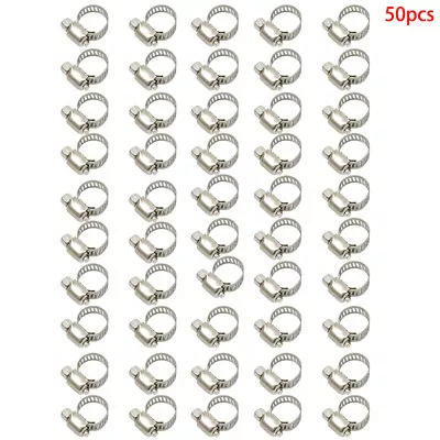 LABLT Adjustable 50Pcs 3/8 -1/2  Stainless Drive Hose Clamps Fuel Line Worm Clip • $8.94