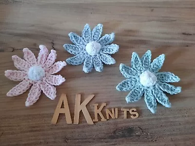 £2.80 • Buy 3 Handmade Crochet Cotton Daisy Flower Power Applique Scrapbooking Sewing