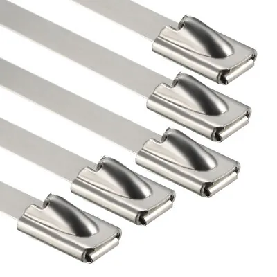 10 Pcs 304 Stainless Steel 12  Exhaust Wrap Coated Metal Locking Cable Zip Ties • $7.54