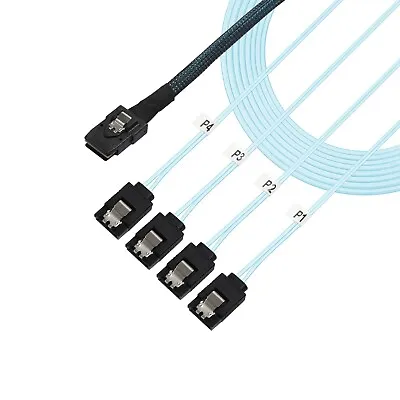 Mini-SAS Data Transfer Cable SFF-8087 To 4 SATA Cable 3.3ft Blue • $8.99