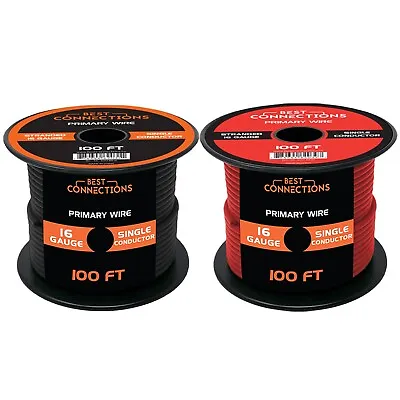 16 Gauge Car Audio Primary Wire 100ft–Red Black Remote Power/Ground Electrical • $19.95