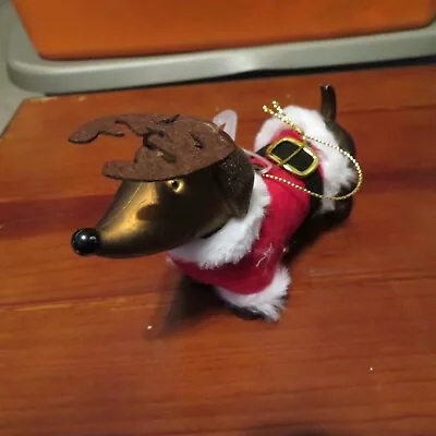 Reindeer Santa Dachshund Dog  Christmas Holiday Ornament Decoration NWT • $10