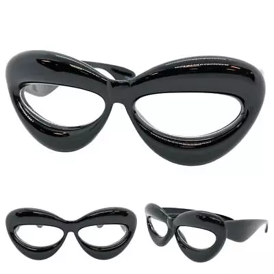 Oversized Exaggerated Retro Clear Lens EYE GLASSES Large Super Thick Black Frame • $14.99