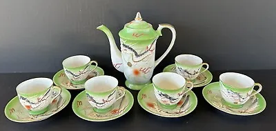 Dragonware Porcelain Tea Set Green Tea Pot Cups & Saucers Hand Painted Moriage • $100