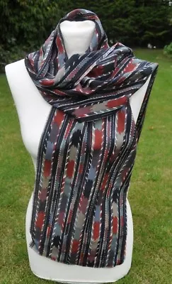 Long Scarf Liberty Varuna Wool Collier Campbell 'Himalayan Stripe' Black Multi • £44.99
