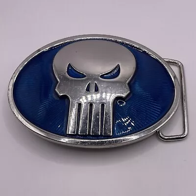 Punisher Silver Tone Metal Blue Shield Buckle 2011 Marvel Skull Read • $19.99