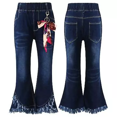 $12.68 • Buy Kids Flare Pants Bell Bottoms Ruffle Flare Denim Pants Leggings Trousers Jeans
