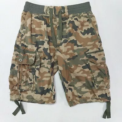 Southpole Cargo Shorts Mens Large Camo Woodland  Elastic Waist Drawstring • $20