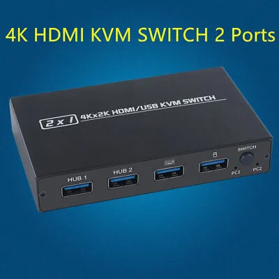 4K USB HDMI-compatible  KVM Switch Box Video Display Switcher Splitter For 2 PC • $29.97